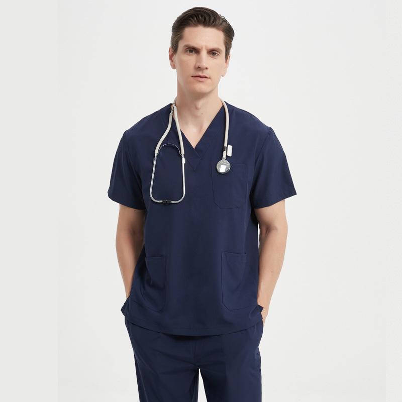 Elastic V-neck Doctor & Nurse Work Uniform - Washable Surgical Gown Suit Set.