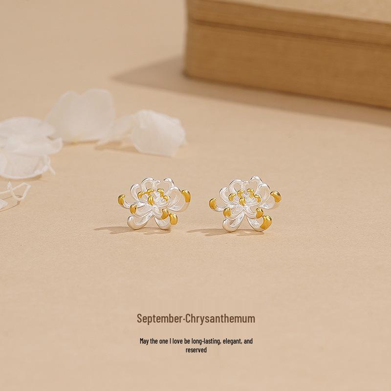 Tichya Twelve Flower Goddess S925 Silver Earrings: Simple, Versatile Floral Design for Women. S925 Silver