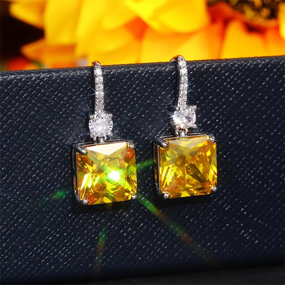 Изысканные висячие серьги-крючки с цитрином — фото 5