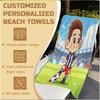 Chibi Cartoon Soccer Boy Beach Towel, Wrinkle Resistant, Adorable Print Towel For Family Travel & Beach Days