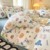 Small Clear Four-piece Set of Washed Cotton Sheets, Quilt Cover Three-piece Set of Bedding