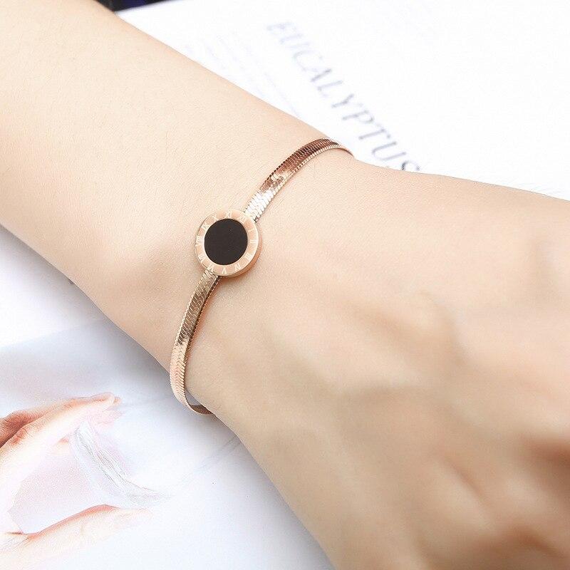High Quality Stainless Steel Roman Numerals Rose Gold Bracelets &Bangles Female Charm Popular Bracelet For Women Jewelry