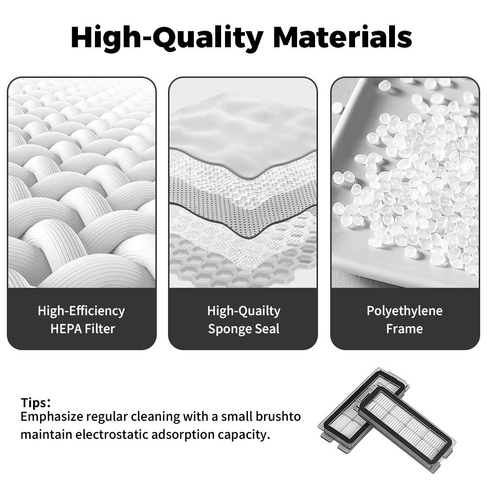 Hepa Filter Main Side Brush Spare Parts For Midea V12 Pro Sweeping Robot Vacuum Cleaner Dust Bag Mop Pad Home Accessories