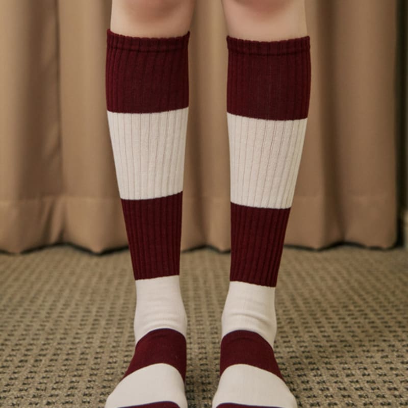 Bananasisters Rugby Block Stripe Knee Socks 2 Colors