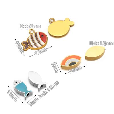 5 Stück Edelstahl Gold Emaille Fisch Perlen Charms für DIY Schmuckherstellung Armbandherstellung Kinder Halskette Zubehör Großhandel