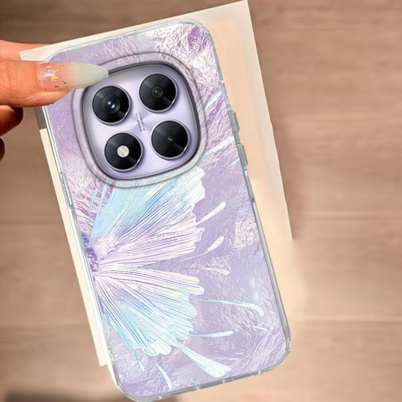 Case For Redmi Note 14 Pro Plus 13 Pro 14S 14C 13C A3 Xiaomi 14T 13T Pro Phone Cover Purple Butterfly Gradient For Redmi A5 Bag