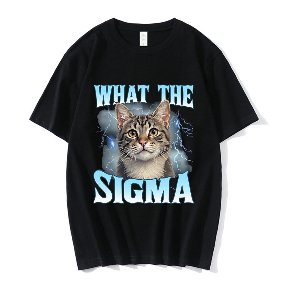 What The Sigma Funny Meme Cat Graphic TShirts Unisexs Women Cotton Casual Oversized Short Sleeve T Shirts Fashion Cotton T Shirt
