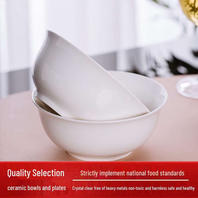 

Jingdezhen Pure White Ceramic Noodle & Soup Bowls (Set of 2) 6 inches