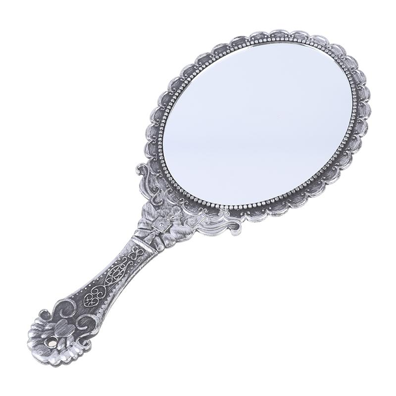 מראה איפור ידנית מגולפת וינטג' מראה ידנית עם ידית קוסמטיקה