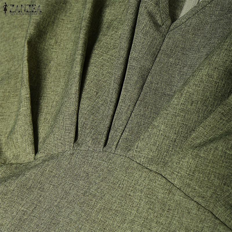 ZANZEA Women Summer V-Neck Casual Short Sleeve Slim Waist Dress