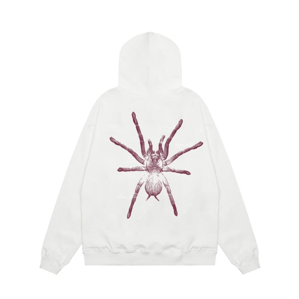Men Hoodies Retro Street Spider Print Hoodie Sweater Men's Hip-hop Loose Casual Hooded Top