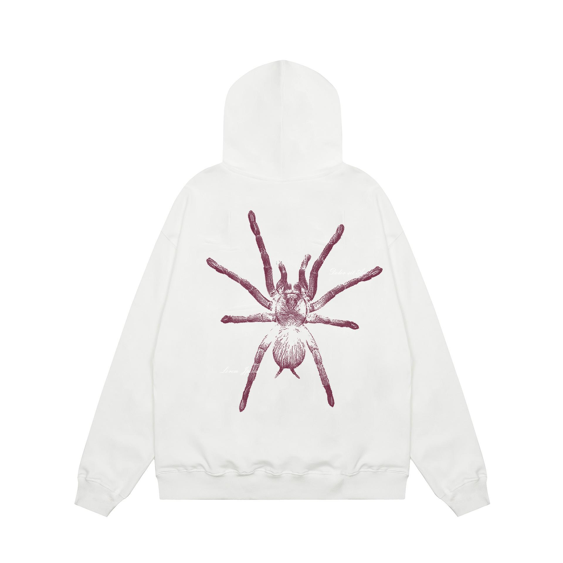 

Men Hoodies Retro Street Spider Print Hoodie Sweater Men s Hip-hop Loose Casual Hooded Top S