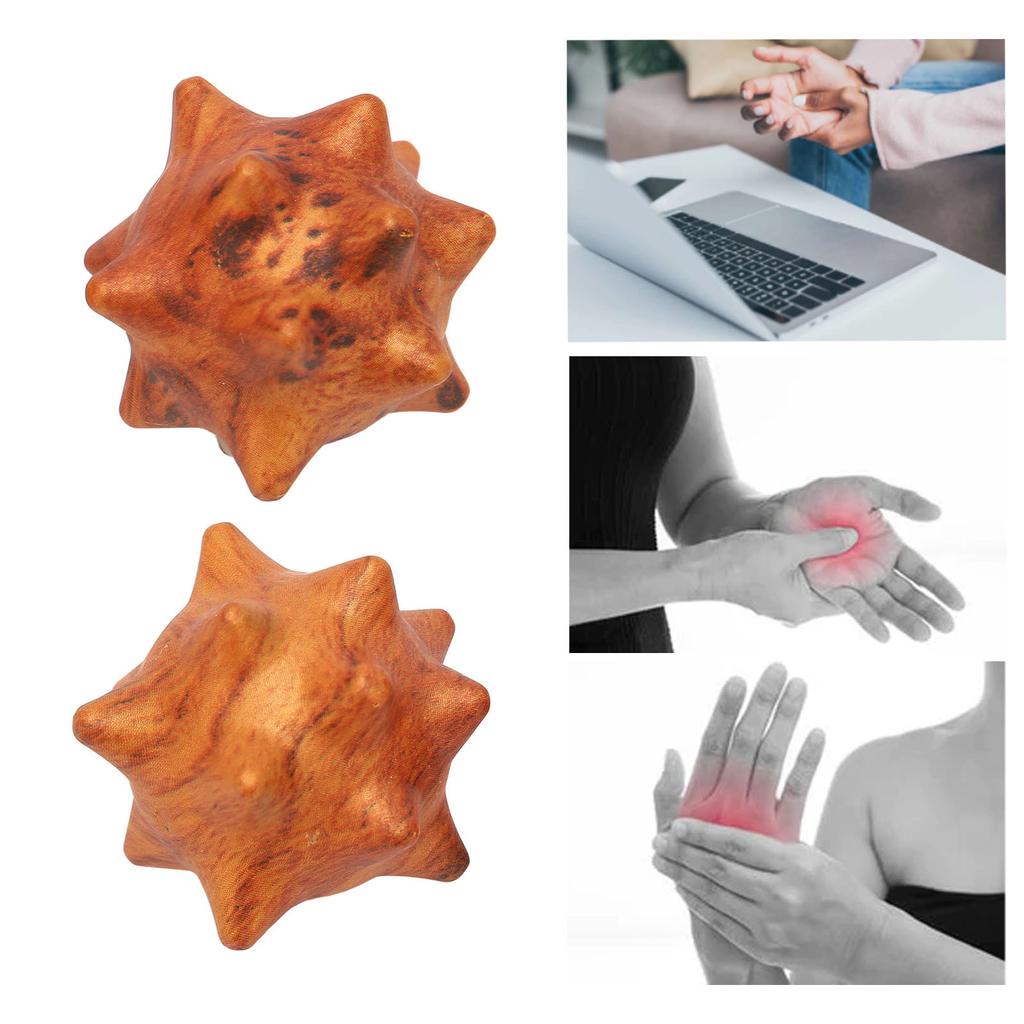 2pcs Hand Massage Ball Wooden Palm Relaxing Spiky Textured Acupoint Massage Balls for Elderly