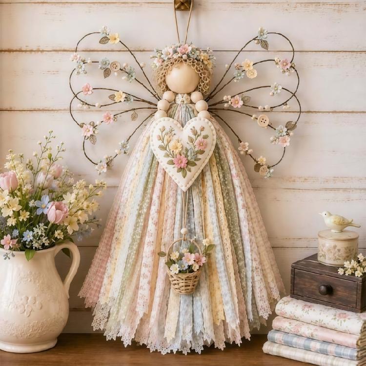 Angel Hanging Display Set for Indoor Rooms, Fabric Body Panels, Wire Outline and Hanging Cord Included for Use