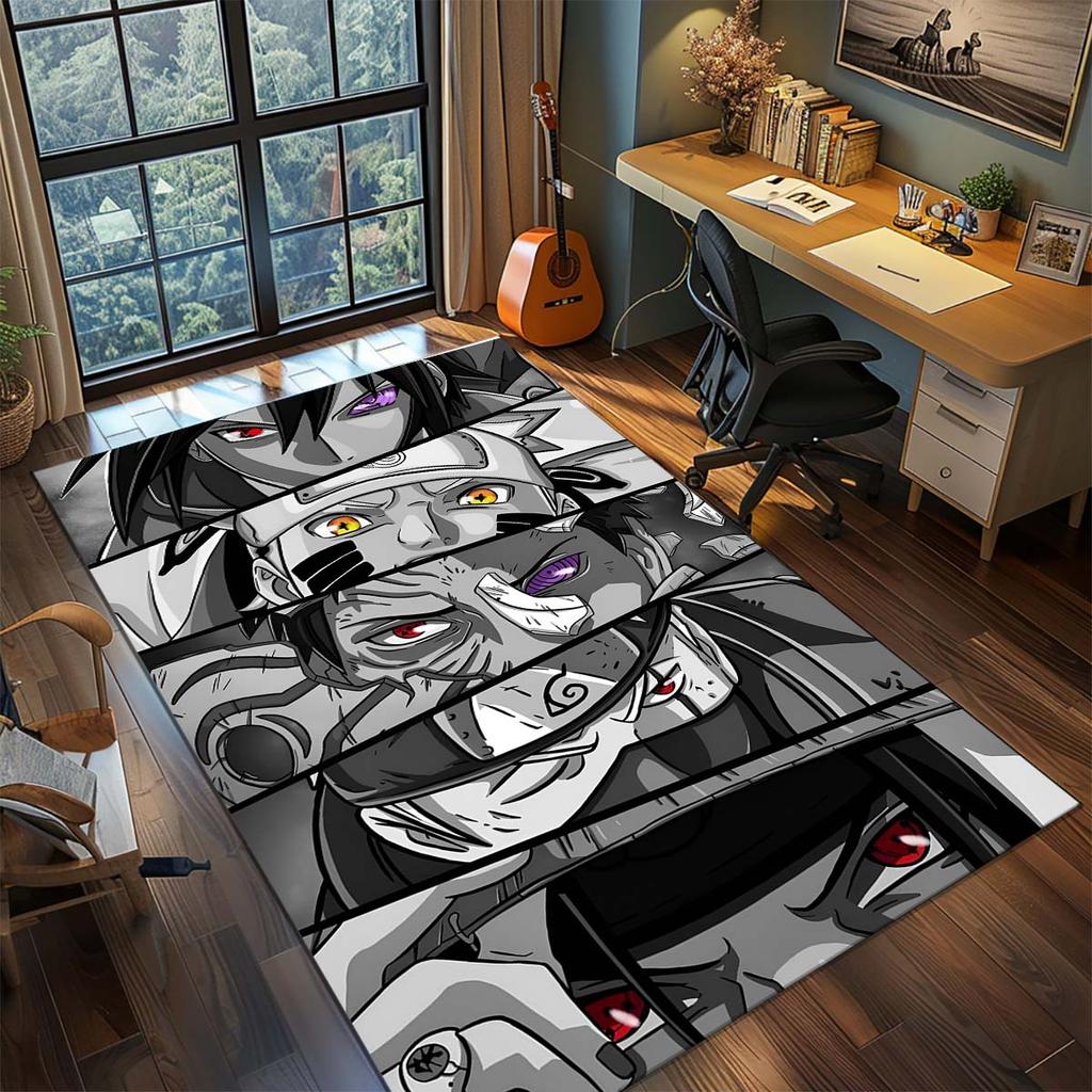 Tappeto Anime Naruto Tappeto Tappeto Grande Area Tappetino Pavimento Antiscivolo Lavabile Stanza Gamer Camera da Letto Decorazione Casa -QJY