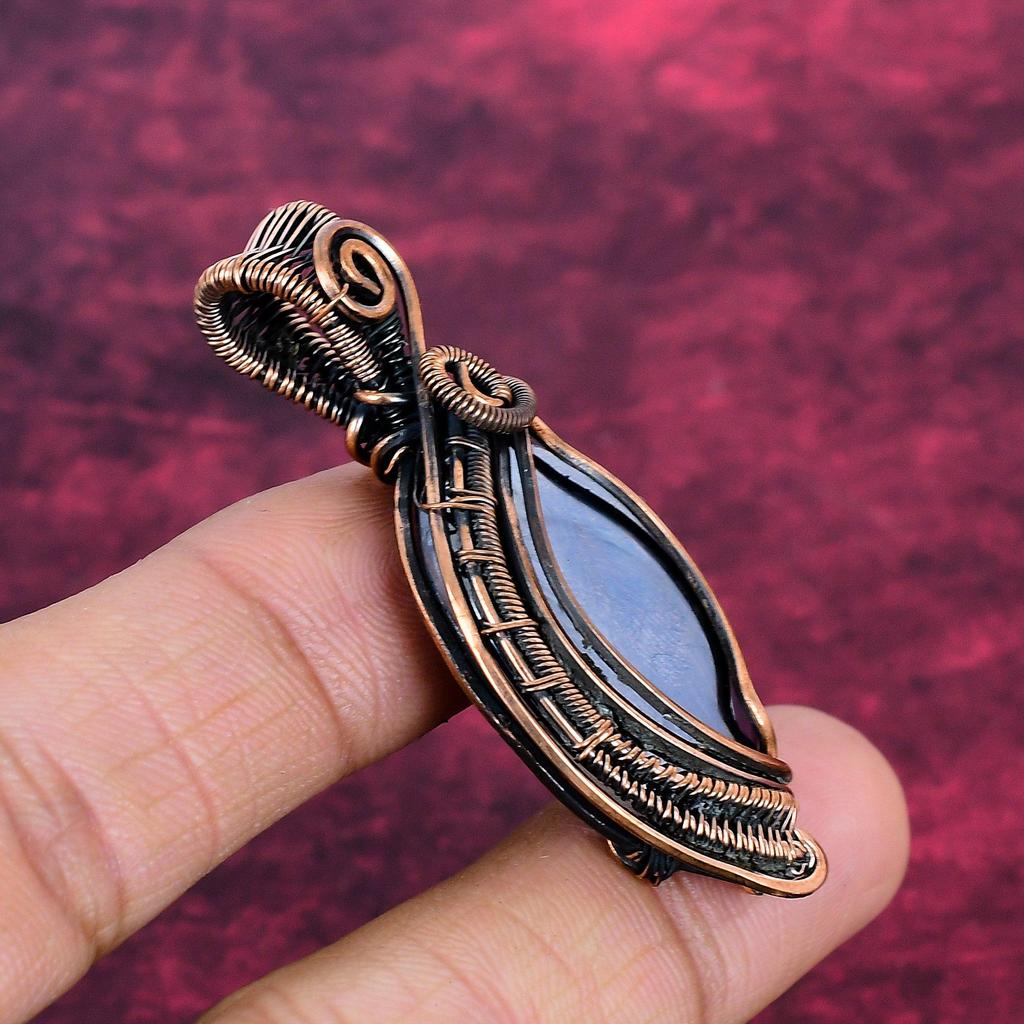 Shungite Gemstone Pendant Copper Wire Wrapped Jewelry Handmade Unique Pendant