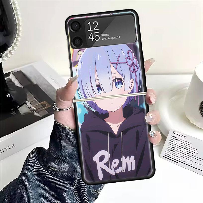 R-Rem Re Zero Anime Cases For Samsung Galaxy Z Flip 4 5 6 7 3 Z Flip7 Flip6 Flip4 Flip5 Flip3 5G Hard Shockproof Fundas Cover