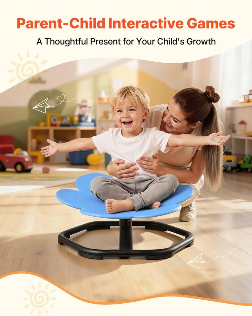 Kids Swivel Chair, 220 Lbs Capacity, Flower Shape Sensory Spinning Chair, Autistic Kids Sensory Toy Seat with Non-Slip Metal Base, Toddler Sit & Spin
