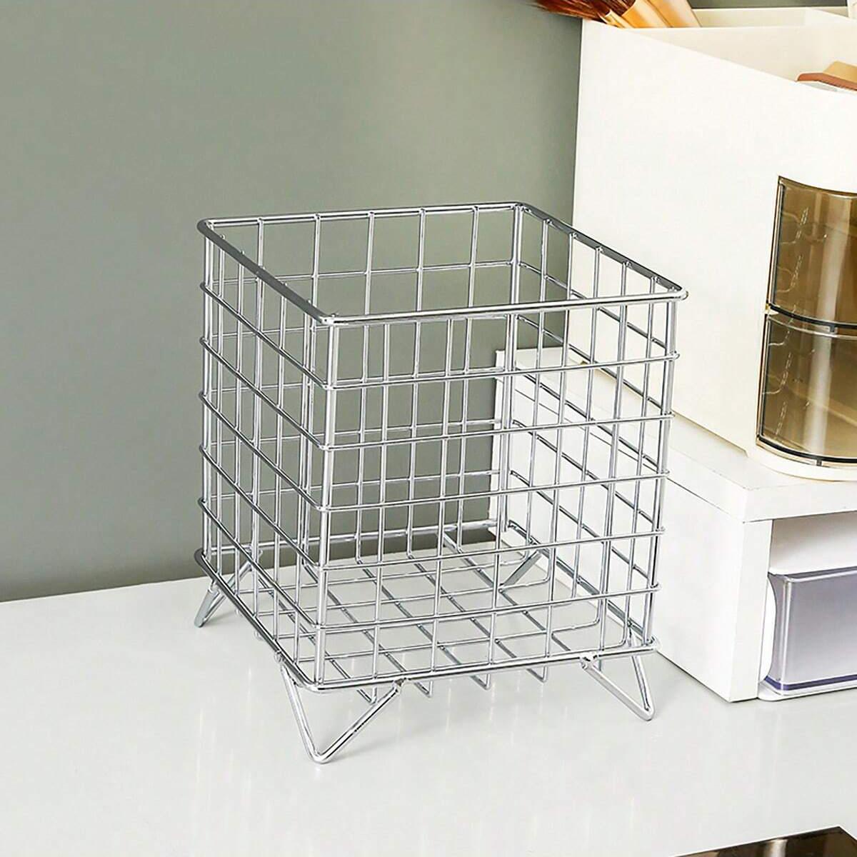 

Многофункциональный квадратный сетчатый стакан для ручек, органайзер для канцелярских принадлежностей, корзина для хранения карандашей, контейнер для кистей для макияжа, студенческий держатель для ручек серебряный