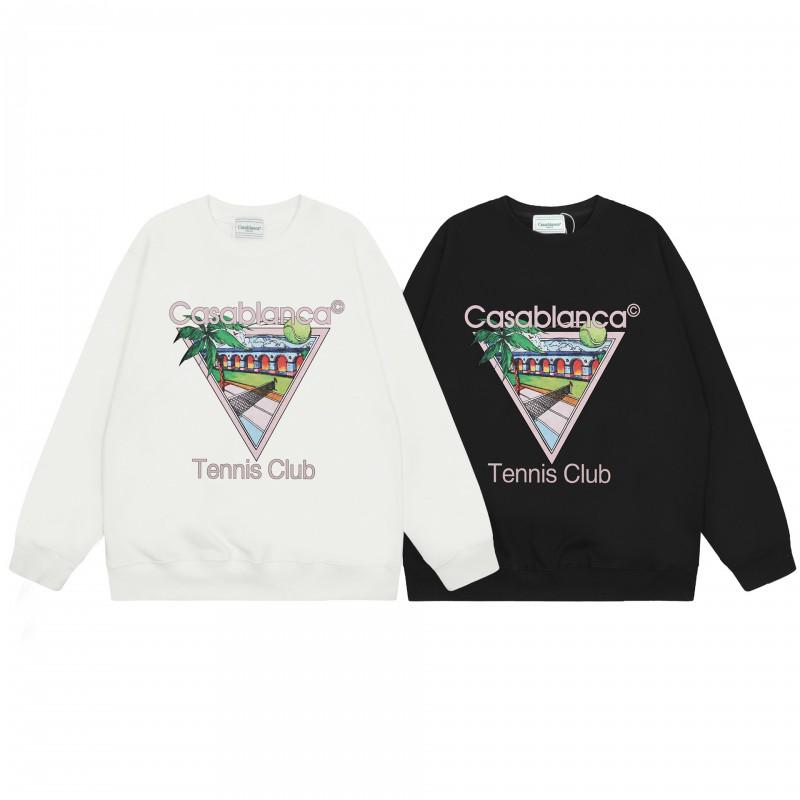 Casa Tennis Club Grafikprint Rundhals-Sweatshirt Unisex Lockere Passform Langarm Baumwoll-Oberteil Freizeitkleidung