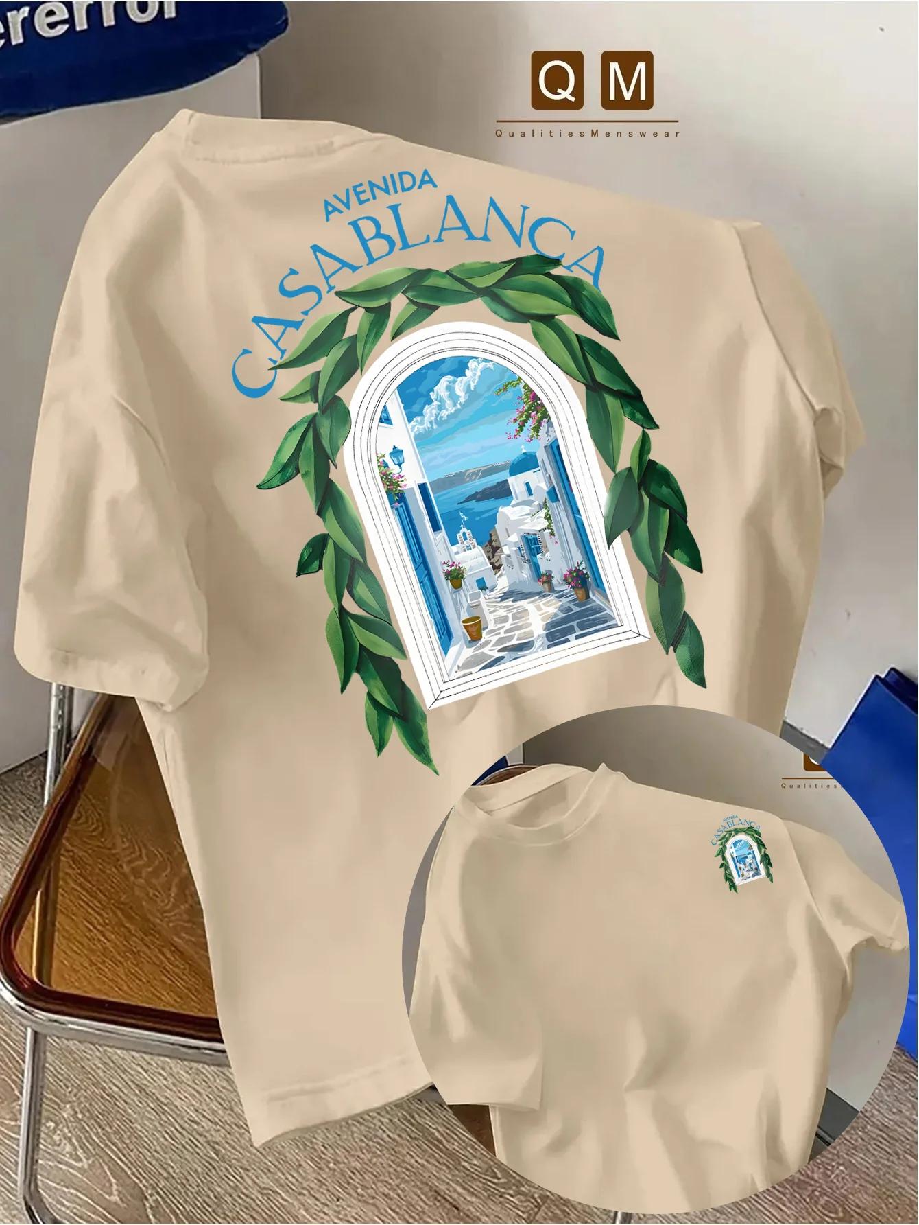 GUOYAN TOP Heren T-shirt met Architectuur Grafiek - Marokkaans-ge&iuml;nspireerd Hassan Toren Ontwerp, Groen & Arabisch Ministerie van Religieuze 3XL