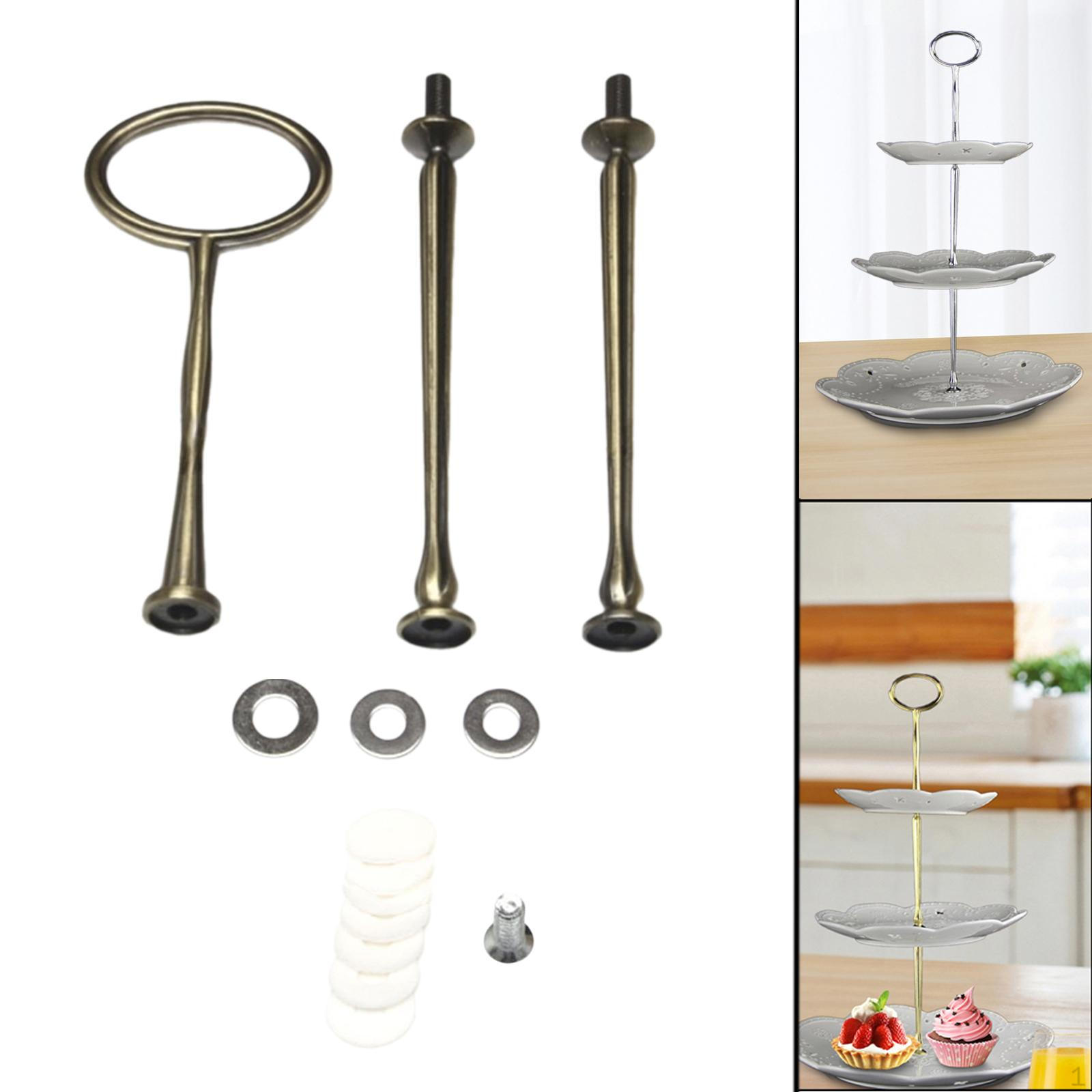 

Підставка для тарілок для тортів, ручка, 3-ярусний круглий металевий тримач, міцні фурнітури для фруктів antique cyan