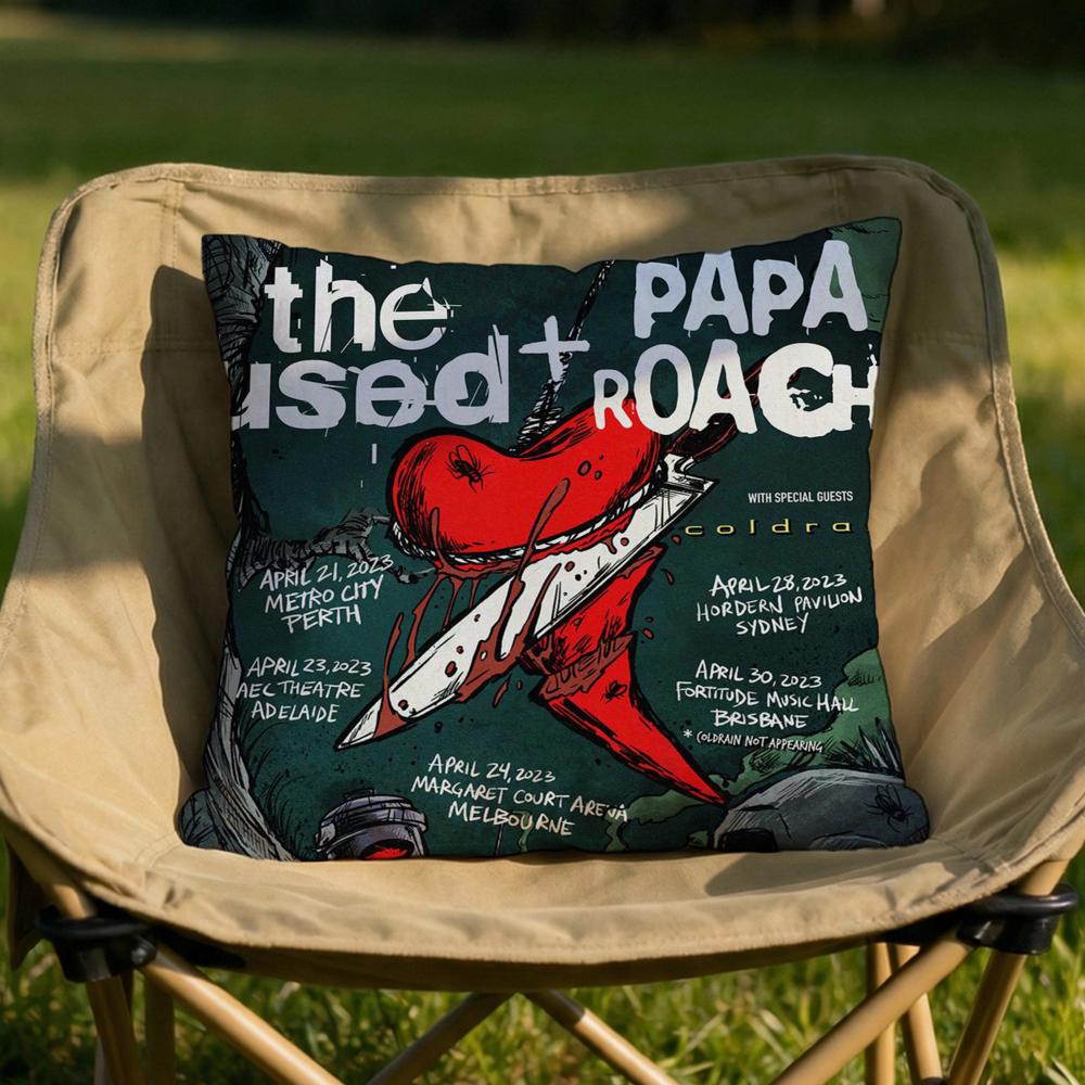 

Band PPapa RRoach Cushion Cover Soft Reversible Durable Pillow Cover MultiScene Use for Home Car Daily Comfort 30x30cm