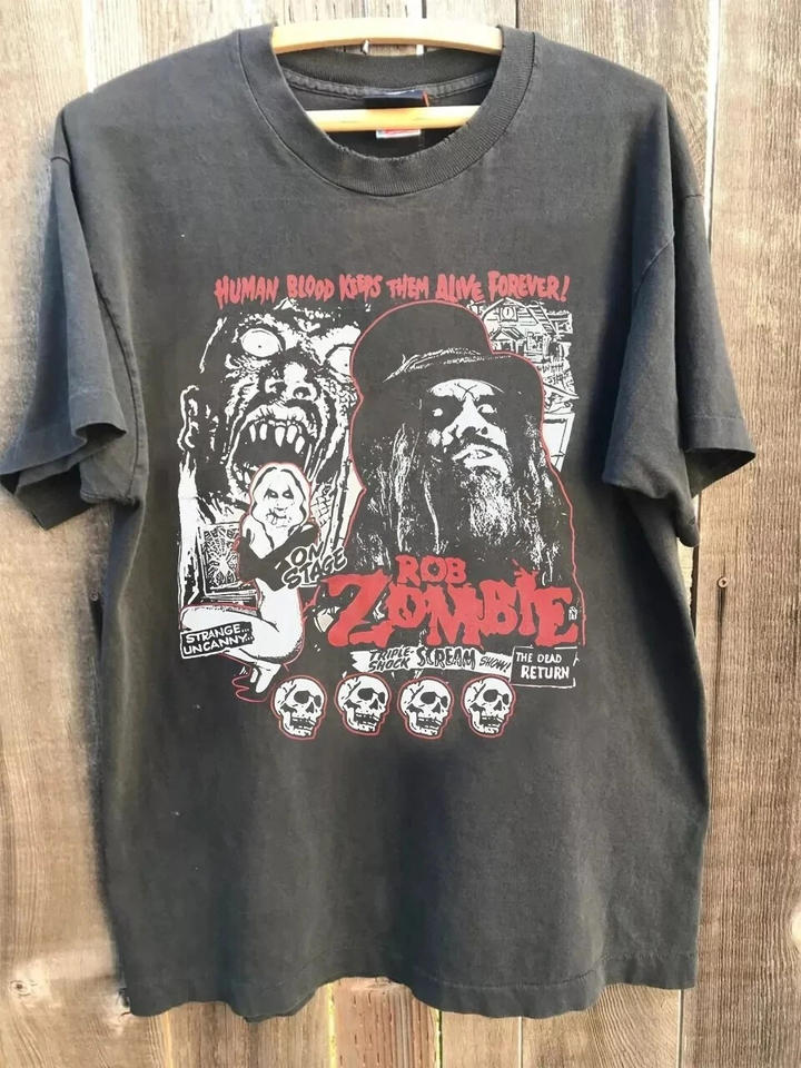 White Zombie Band Shirt Basic Charcoal Nachdruck T-Shirt Herren Damen Harajuku Herrenbekleidung Grafik T-Shirts