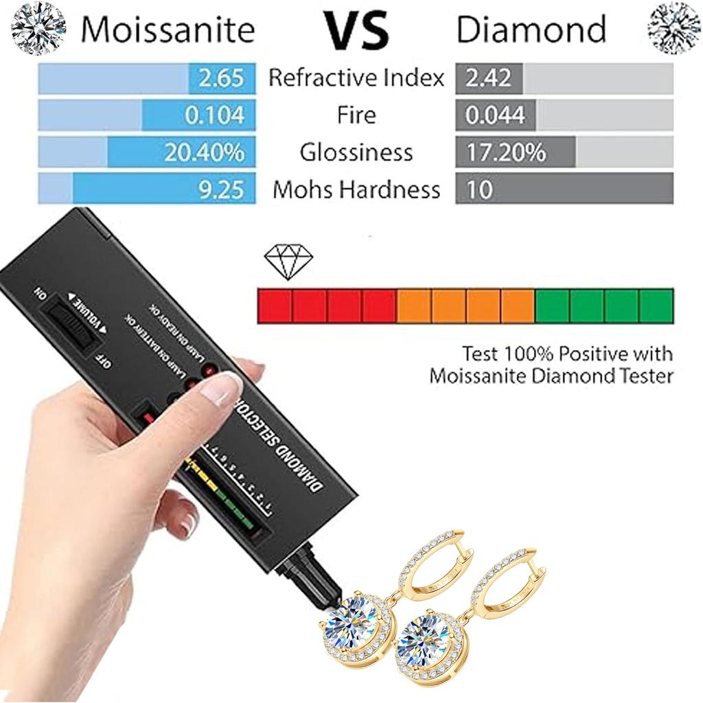 Moissanit Tropfenohrringe für Damen Gesamt 2 Karat Labordiamant Vergoldetes S925 Silber Hochzeits Schmuck mit