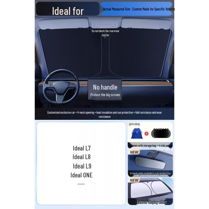 Car Sun Visor Sunshade for Small Windows - Heat Insulation Curtain for Interior Windshield