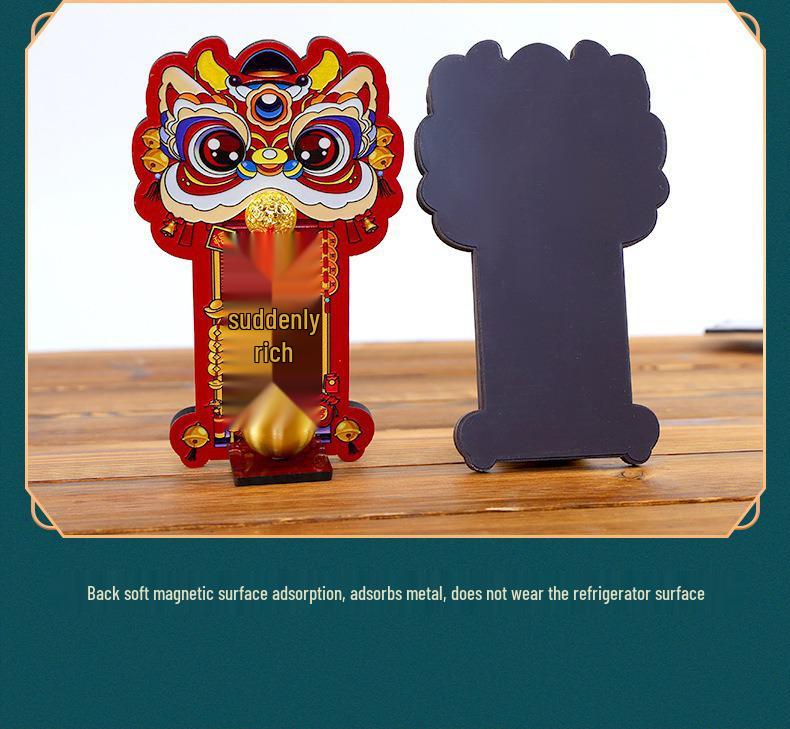 Magnetic Lion Dance Doorbell Decoration for Fortune and Celebration