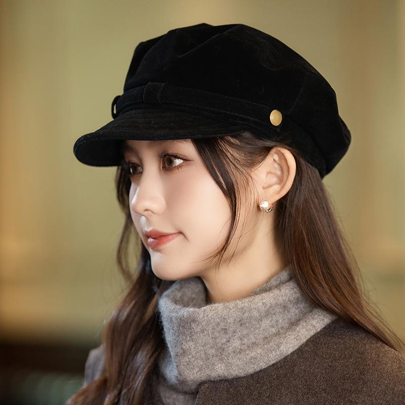 Versatile Retro British Style Beret Autumn and Winter Hat Women's Fashion Painter Hat High End Warm Newspaper Hat