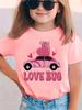 Summer Fashion Girls Short-sleeved T-shirt with Cartoon Pattern Double-sided Printing Casual Versatile Top