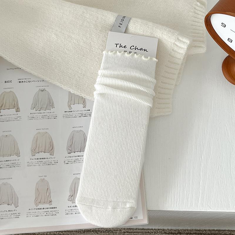 

Женские осенне-зимние утолщенные и флисовые теплые носки до середины икры, зимние махровые длинные носки, кружевные послеродовые носки 1 pair снег белый