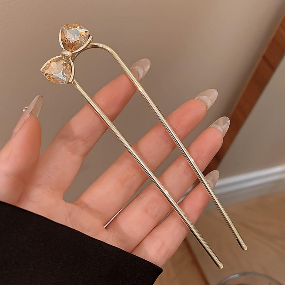Vintage Floral Butterfly Hair Stick For Women Girls Metal U-shaped Hairpin Blue Crystal Hair Forks Updo Bun Hair Accessoriesge