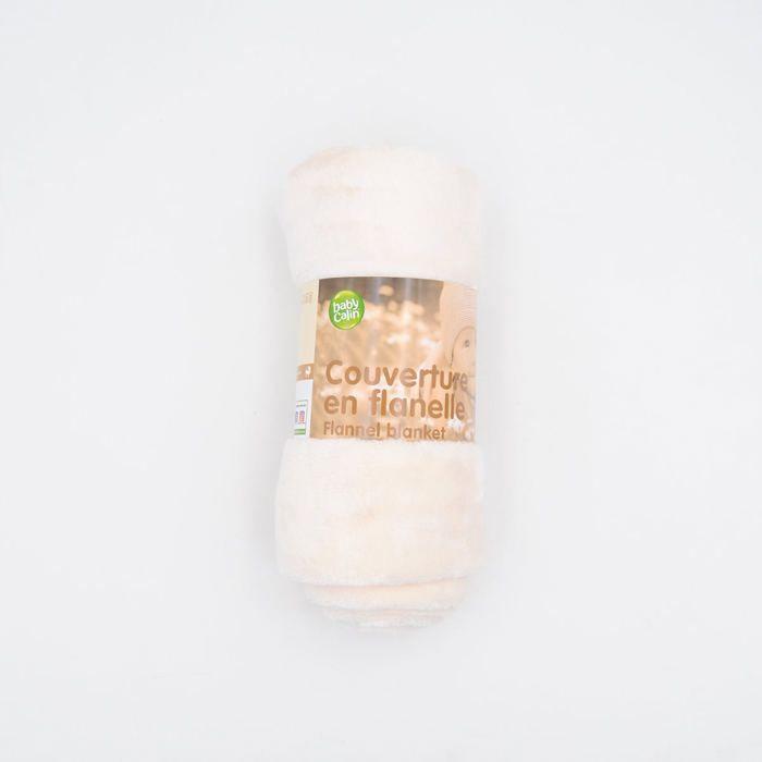 BABYCALIN Couverture Bébé Ecru Flanelle - 75 x 100 cm