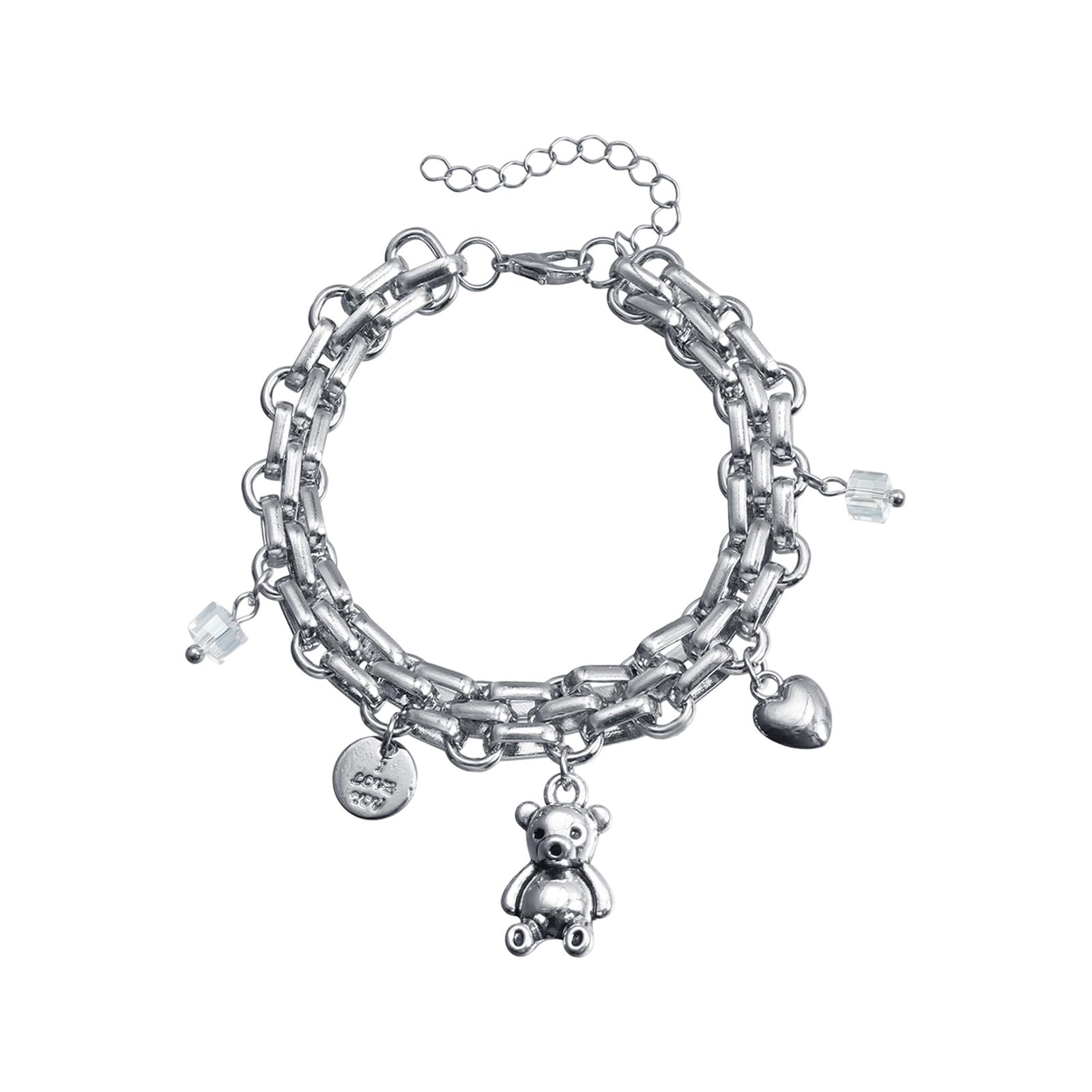 

A Delicate And Minimalist Necklace Accessory Featuring A Pendant With A Heart-shaped Teddy Bear One Size