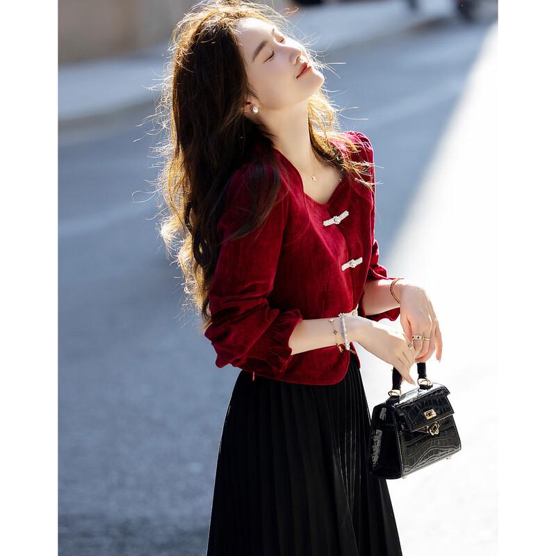 Вельветовая блузка Demana в новом китайском стиле L