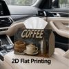 1pc, 2d Flat Printing, Tissue Box Coffee Time Napkin Pattern Printed Tissue Box, Suitable for Home, Kitchen, and Car Decoration, Tissue Dispenser, Ide