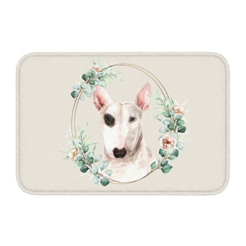 Starry Night Oil Painting Bull Terrier Carpet Mat Anti-Slip Rubber Backing Rug for Pet Lover Home Decoration Artistic Anime Rug
