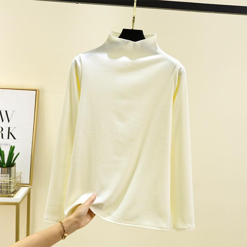 Womens Warm Fleece-Lined Long Sleeve T-Shirt With Mock Neck Plus Size Thermal Base Layer Top
