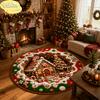Fall Round Rug Sunflower Pumpkin Print Circular Mat Non Slip For Living Room Bedroom Dining Room Holiday Home Decor