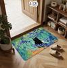 Retro Cute Floral Black Cat Welcome Mat Non-Slip Machine Washable Door Mat, Floor Rug for Living Room, Home Decor Kitchen Carpet