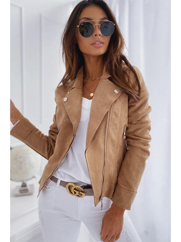 Europeisk & Amerikansk Slim Kort Jacka med Dragkedja och Nedvikt Krage för Hösten 2023