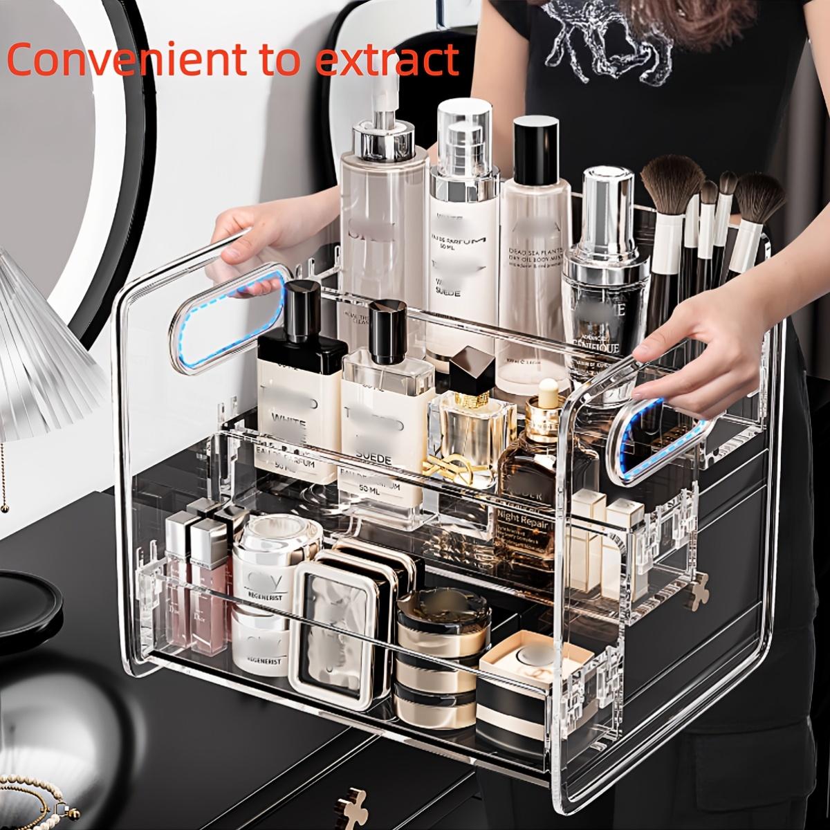 

1pc Desktop Cosmetic Organizer Acrylic Transparent Slanted Storage Basket for Makeup, Lipstick, Perfume, Facial Mask, and Other прозрачный