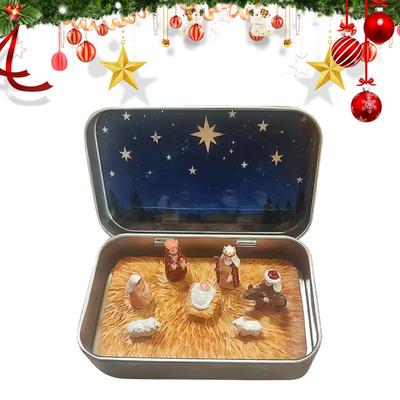 Nativity Figurines Resin Christmas Decorations Holy Family Manger Nativity Scene Statue For Home Tabletop Cabinet Desk Bedside