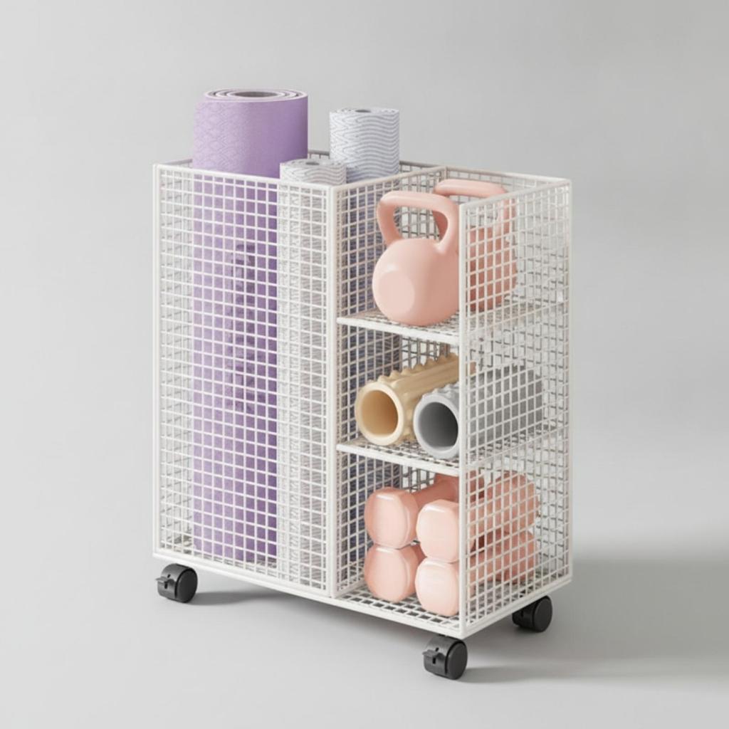 Mobile Sports Equipment Storage Cart Portable for Home Gym, Playroom