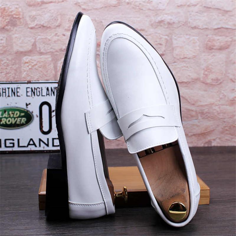 Fashion Fashion New Men's Penny Loafter Pointed Black White Business Flats Shoes Designer Homecoming Wedding Dress Footwear