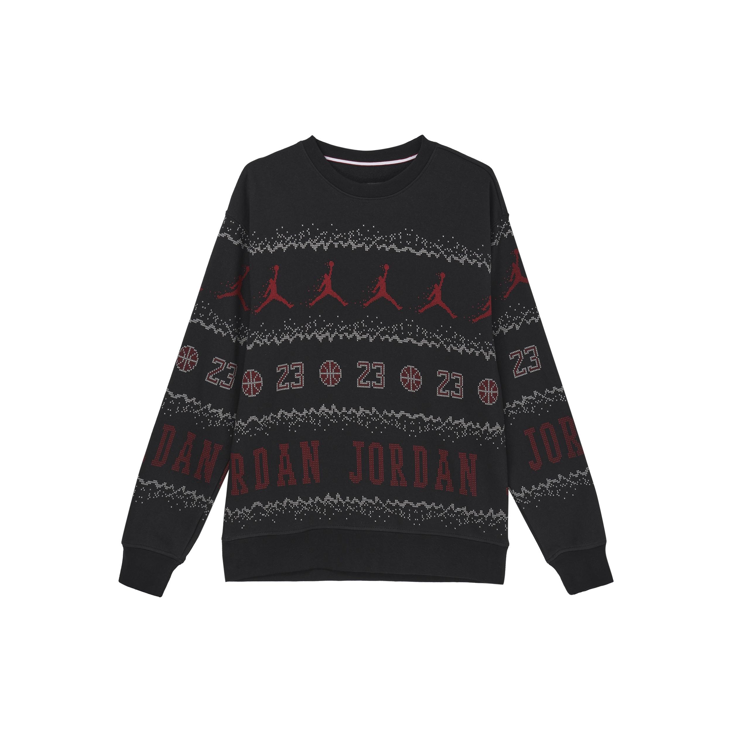 Air jordan essential holiday fleece crew Gym Red Black Men s FD7464-010 M
