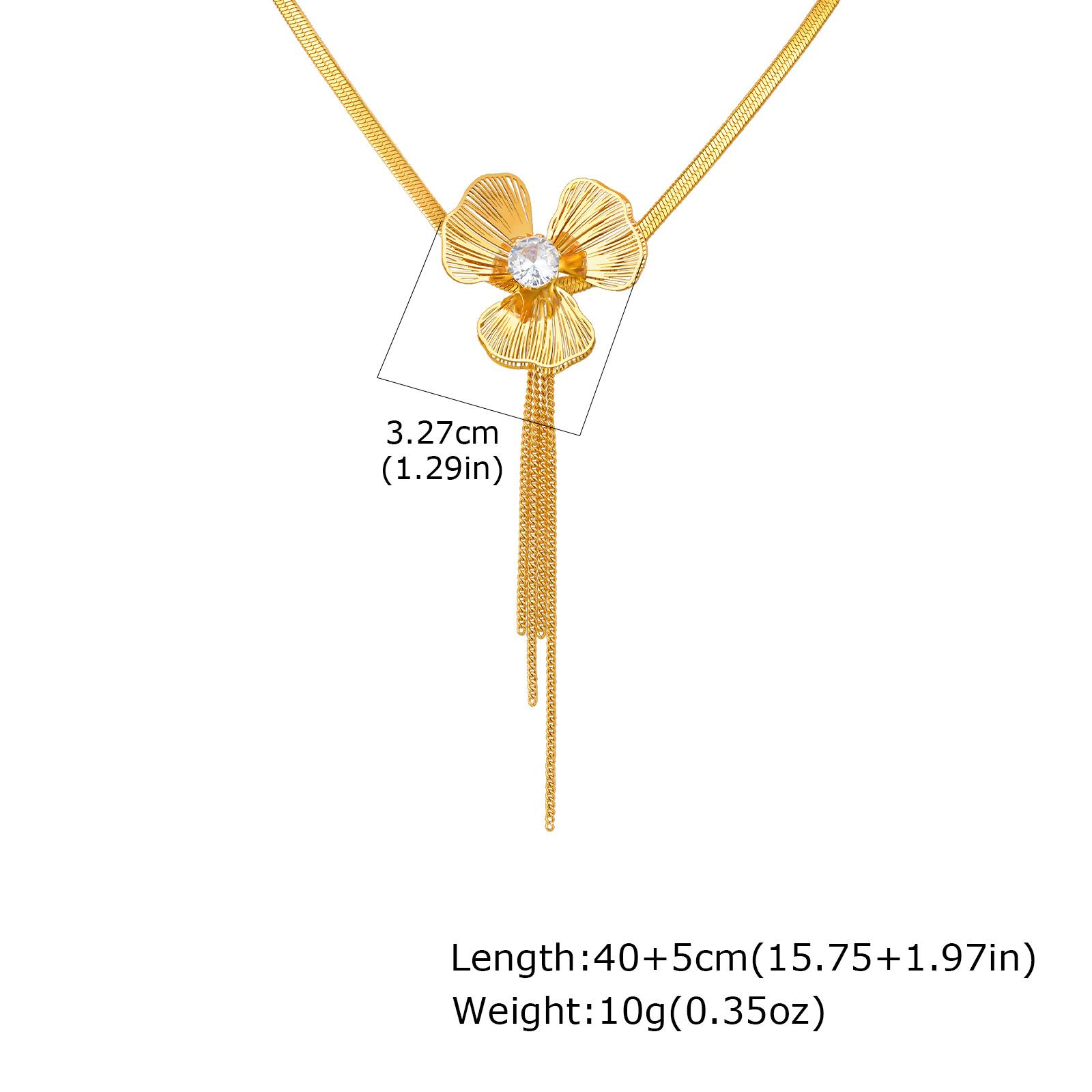 

Flower Tassel Necklace Zirconia Inlay for Women , Stainless Steel Snake Choker Statement Necklace, Adjustable Elegant Jewelry